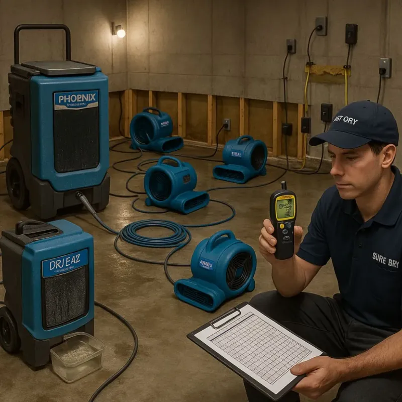 Structural Drying and Dehumidification process in Stokesdale, NC
